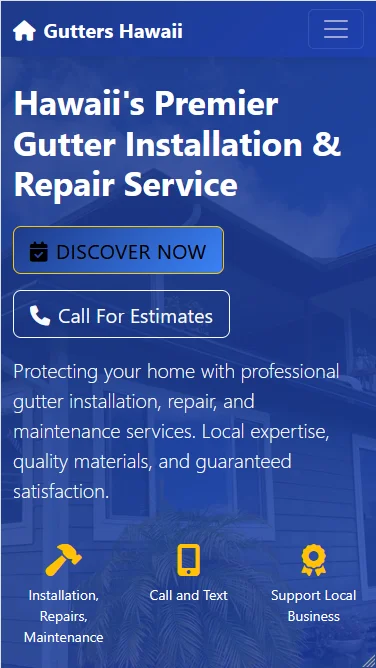 A mobile thumbnail for the Gutters Hawaii website