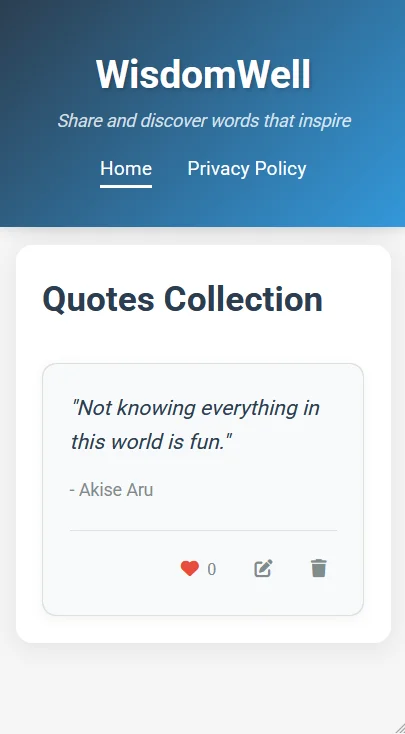 A mobile thumbnail for the Wisdom Well website