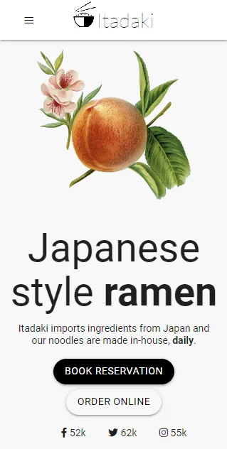 A mobile thumbnail for the Itadaki website