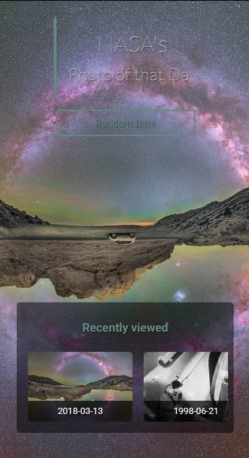 Mobile screenshot of the NASA APOD Viewer app