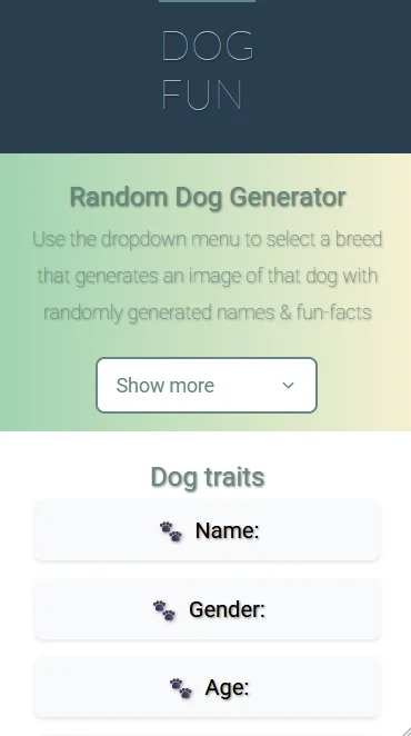 Mobile screenshot of the Doggy Directory app