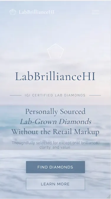 Mobile screenshot of the Lab Brilliance HI web page